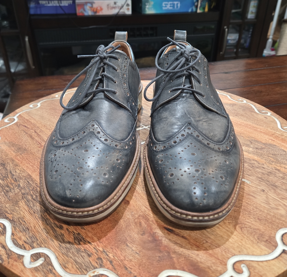 Ecco Gray Leather Wingtip Dress Sneaker Mens Size 9